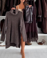 Two-Piece Casual Lace Turtleneck Set