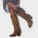 Western Fringe Knee-High Boots