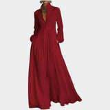 Elegant Button-Front Maxi Shirt Dress