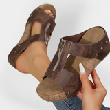 Comfortable Heeled Sandals with Zipper