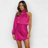 Satin Dress with Asymmetric Design