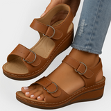 Orthopedic Leather Sandals with Heel