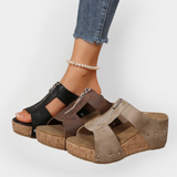 Comfortable Heeled Sandals with Zipper