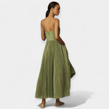 Midi Dress with Pleated Design and Tulle