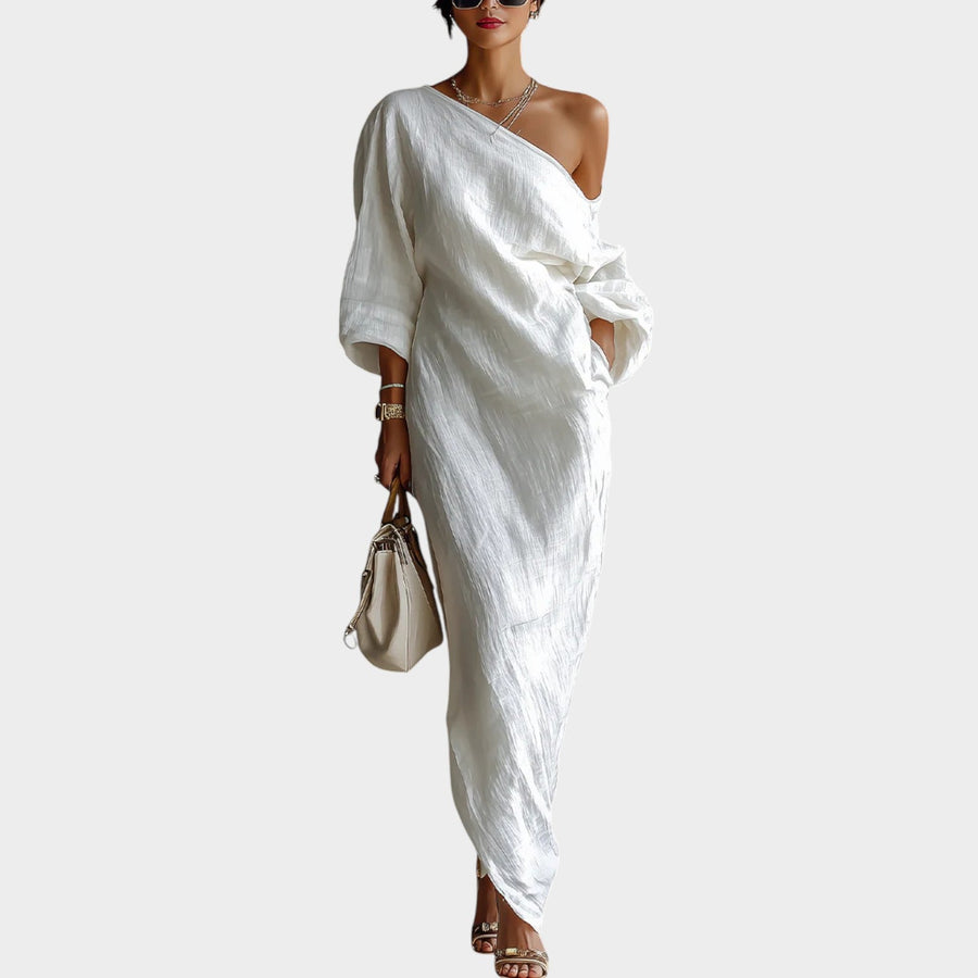 One-Shoulder Linen Maxi Dress