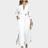 Chic Belted Shirt Maxi Dress