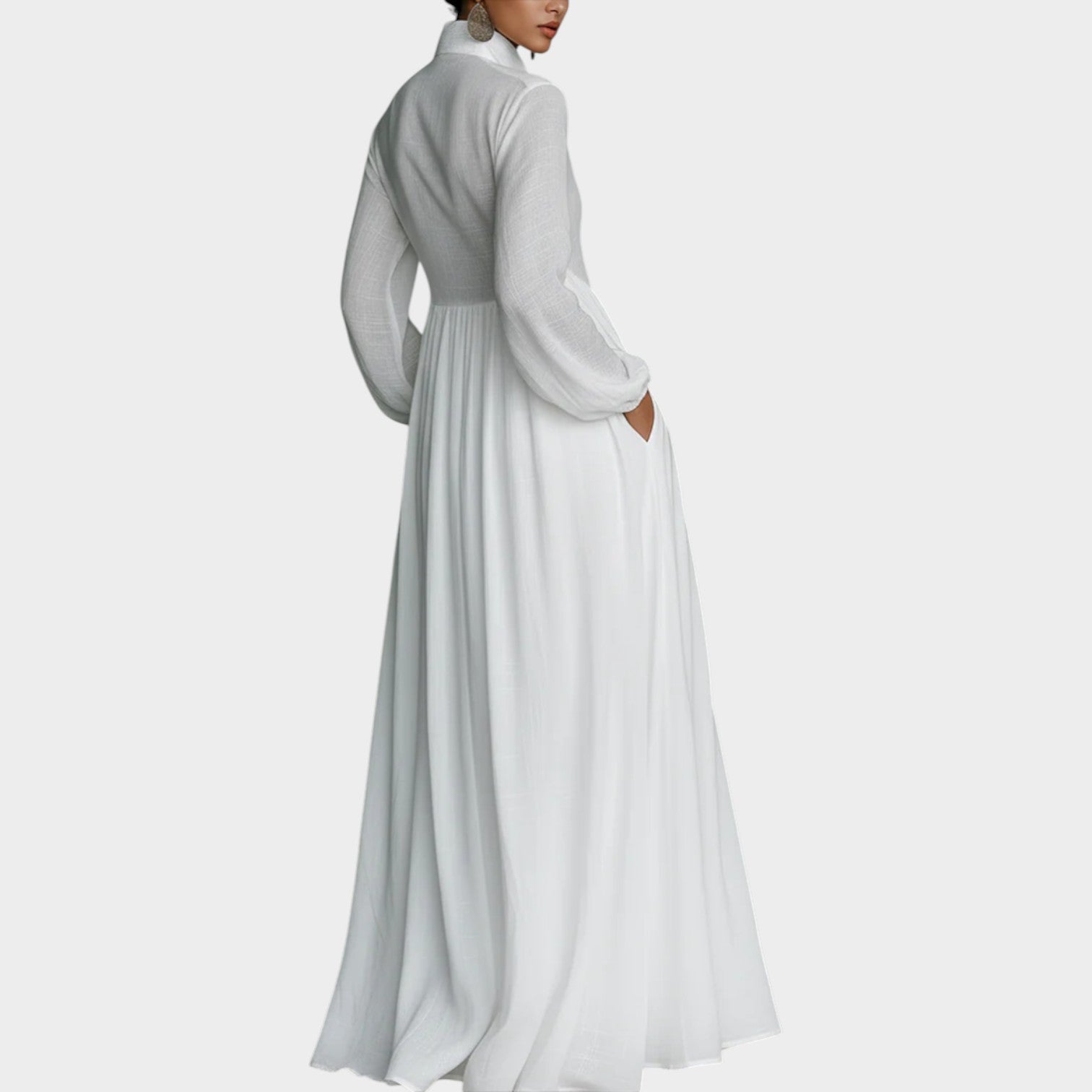 Elegant Button-Front Maxi Shirt Dress