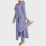 Ribbed Knit Lounge Set with Split Tunic