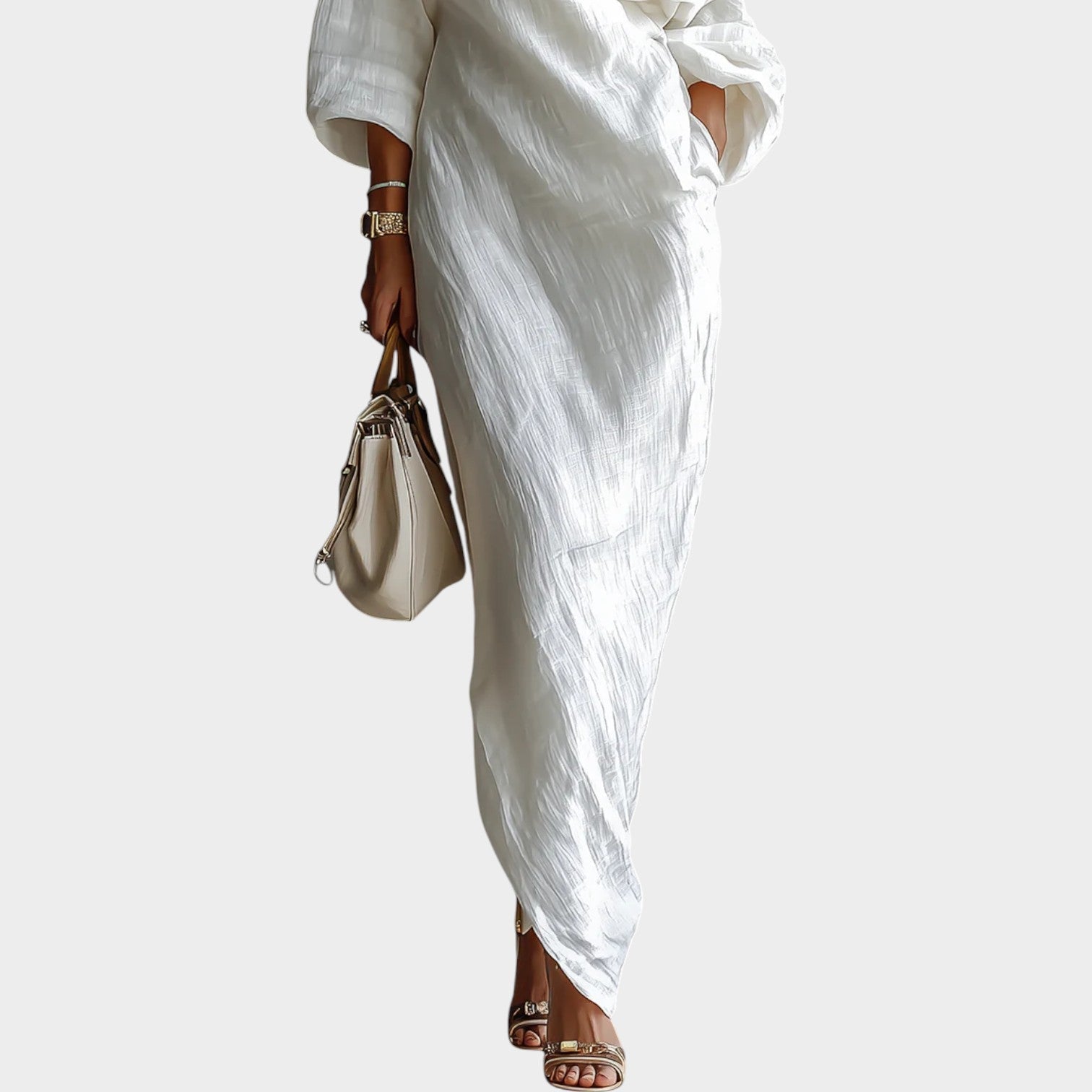 One-Shoulder Linen Maxi Dress