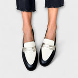 Xara – Black Loafers with Metallic Shine